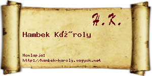 Hambek Károly névjegykártya