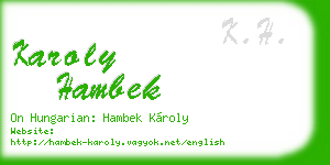 karoly hambek business card